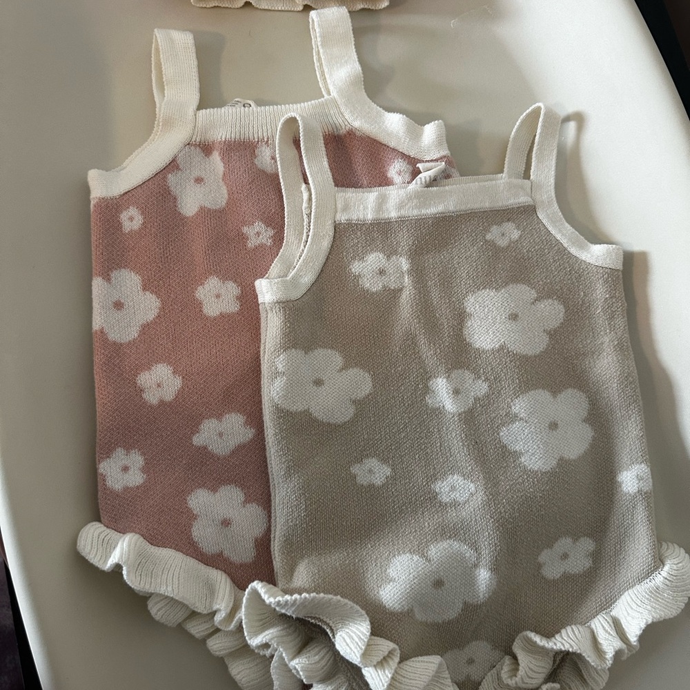 Floral Knit Baby Rompers
